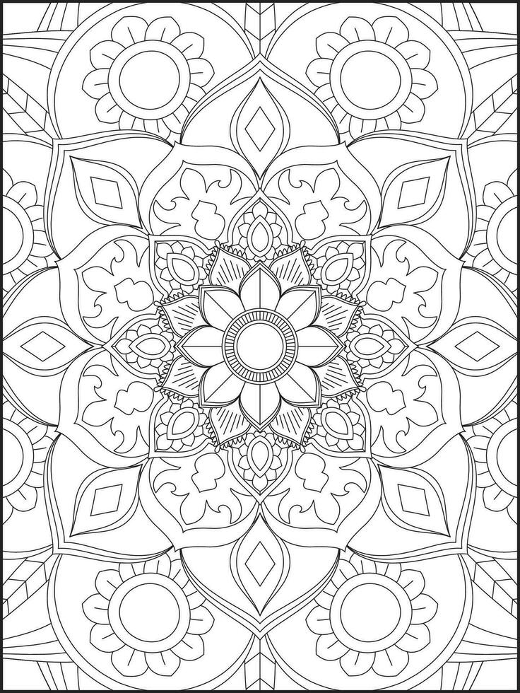 Coloring book pages. Mandala. Abstract Islamic flower. Children's and adult anti-stress coloring book. White background, black outline. Vector stock illustration. Pattern mandala Coloring Pages