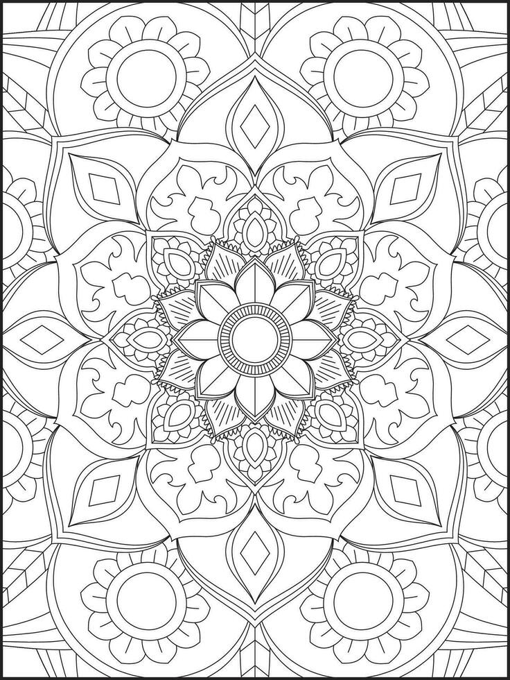 colorante libro paginas mándala resumen islámico flor. para niños y adulto anti estrés colorante libro. blanco fondo, negro describir. vector valores ilustración. modelo mandala colorante paginas