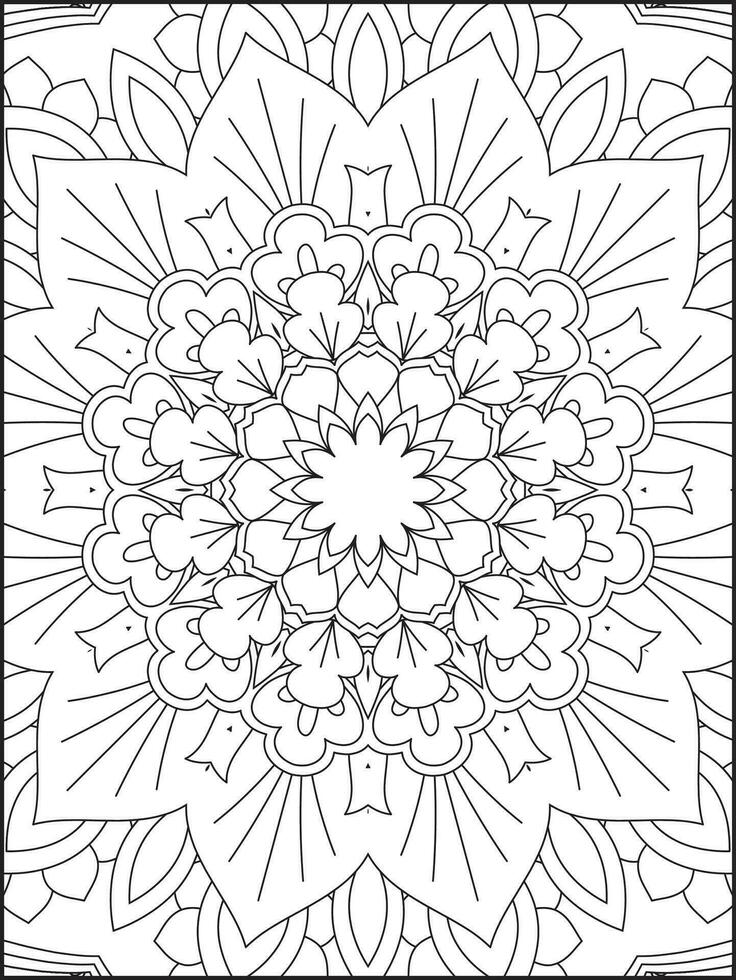 Mandala Coloring Book For Adult. Mandala Coloring Pages. Mandala Coloring Book. Seamless vector pattern. Black and white linear drawing. coloring page for children and adults.