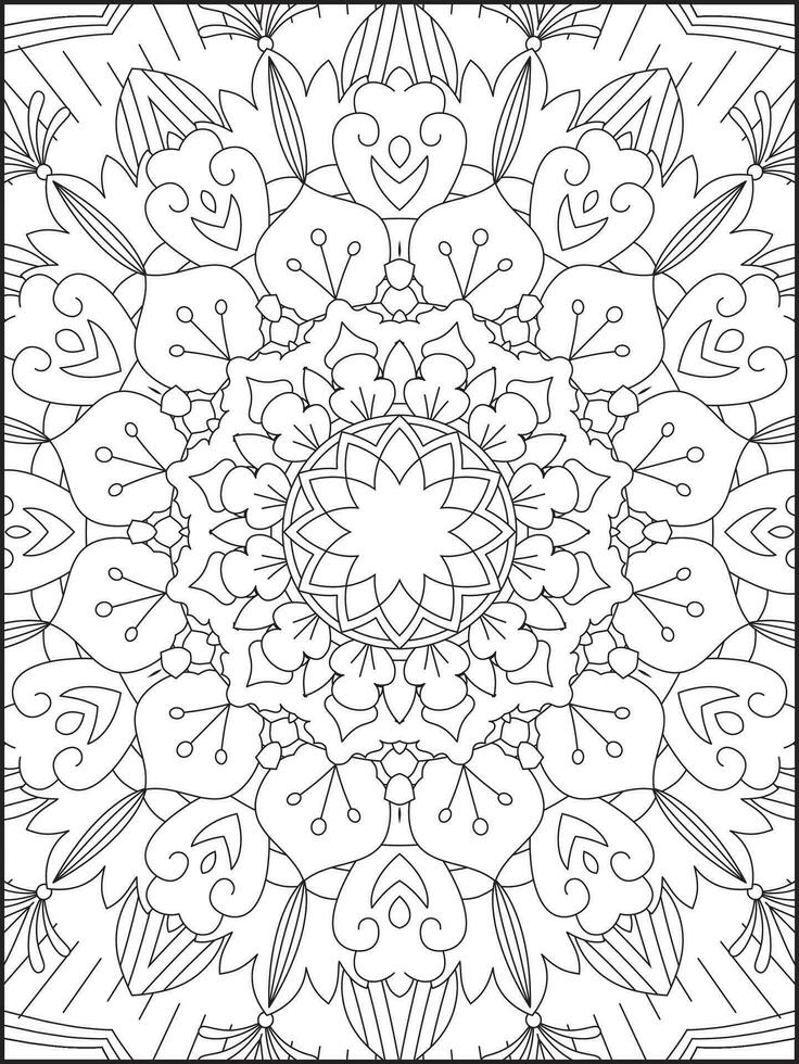 Mandala Coloring Book For Adult. Mandala Coloring Pages. Mandala Coloring Book. Seamless vector pattern. Black and white linear drawing. coloring page for children and adults.
