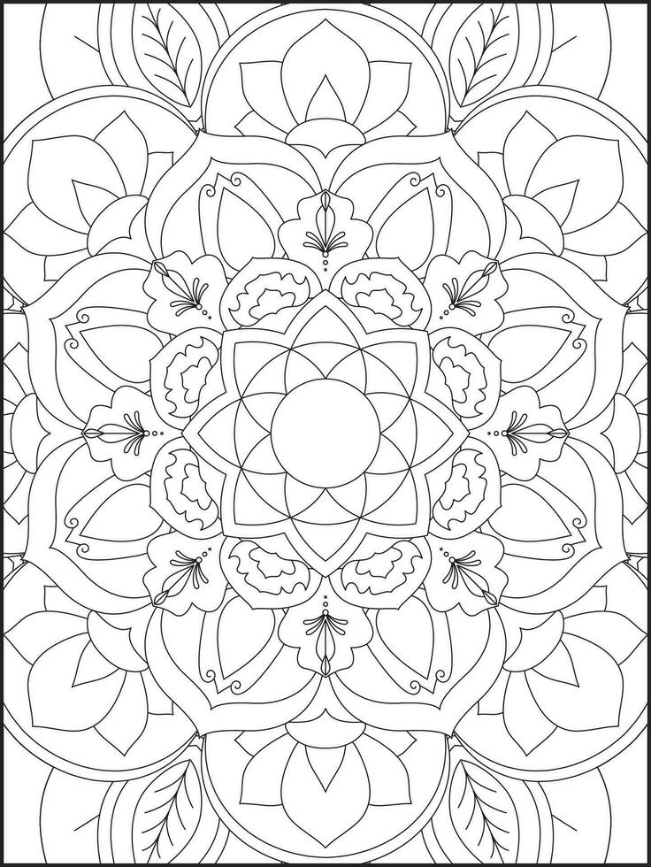 Mandala Coloring Book For Adult. Mandala Coloring Pages. Mandala Coloring Book. Seamless vector pattern. Black and white linear drawing. coloring page for children and adults.