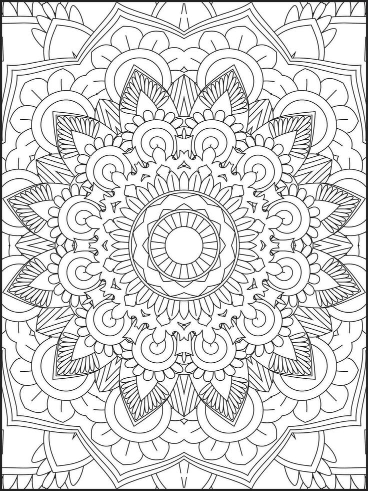 Mandala Coloring Book For Adult. Mandala Coloring Pages. Mandala Coloring Book. Seamless vector pattern. Black and white linear drawing. coloring page for children and adults.