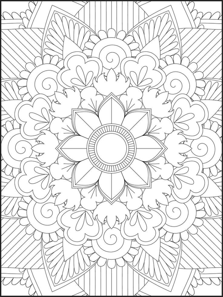 Mandala Coloring Book For Adult. Mandala Coloring Pages. Mandala Coloring Book. Seamless vector pattern. Black and white linear drawing. coloring page for children and adults.