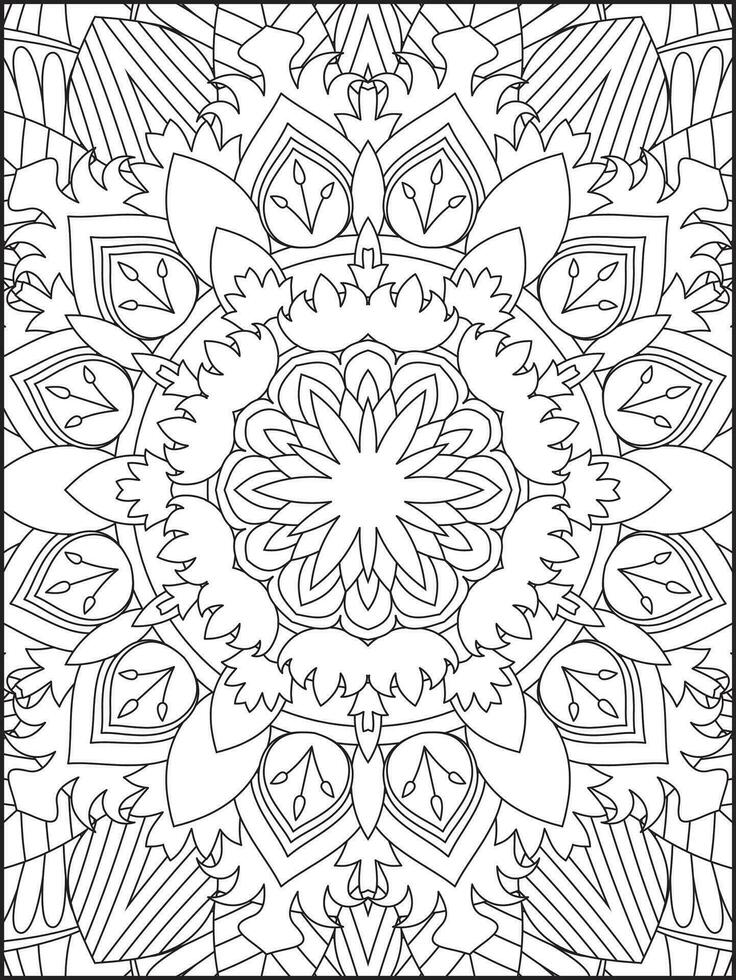 Mandala Coloring Book For Adult. Mandala Coloring Pages. Mandala Coloring Book. Seamless vector pattern. Black and white linear drawing. coloring page for children and adults.