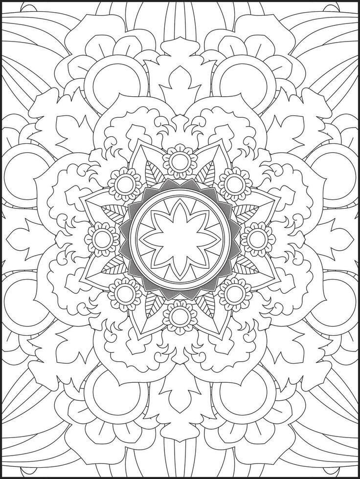 Mandala Coloring Book For Adult. Mandala Coloring Pages. Mandala Coloring Book. Seamless vector pattern. Black and white linear drawing. coloring page for children and adults.