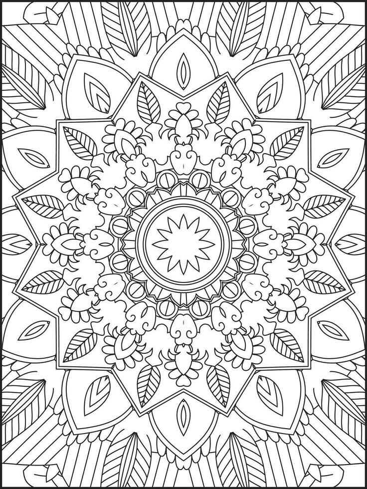 Mandala Coloring Book For Adult. Mandala Coloring Pages. Mandala Coloring Book. Seamless vector pattern. Black and white linear drawing. coloring page for children and adults.