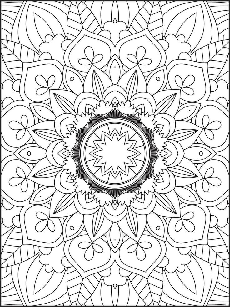 Mandala Coloring Book For Adult. Mandala Coloring Pages. Mandala Coloring Book. Seamless vector pattern. Black and white linear drawing. coloring page for children and adults.