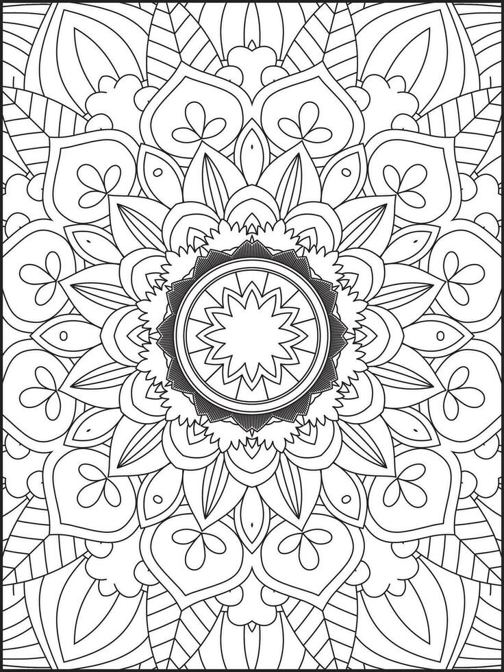 Mandala Coloring Book For Adult. Mandala Coloring Pages. Mandala Coloring Book. Seamless vector pattern. Black and white linear drawing. coloring page for children and adults.