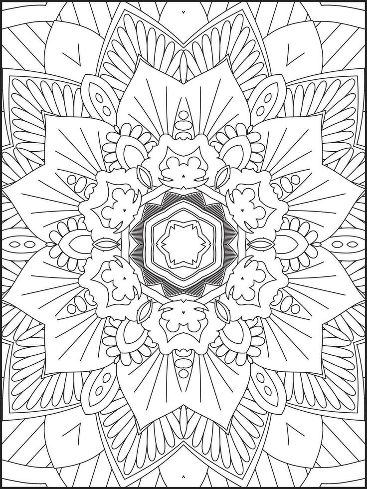 Mandala Coloring Book For Adult. Mandala Coloring Pages. Mandala Coloring Book. Seamless vector pattern. Black and white linear drawing. coloring page for children and adults.