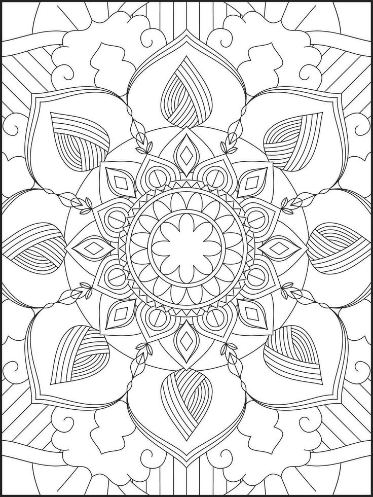 Mandala Coloring Book For Adult. Mandala Coloring Pages. Mandala Coloring Book. Seamless vector pattern. Black and white linear drawing. coloring page for children and adults.