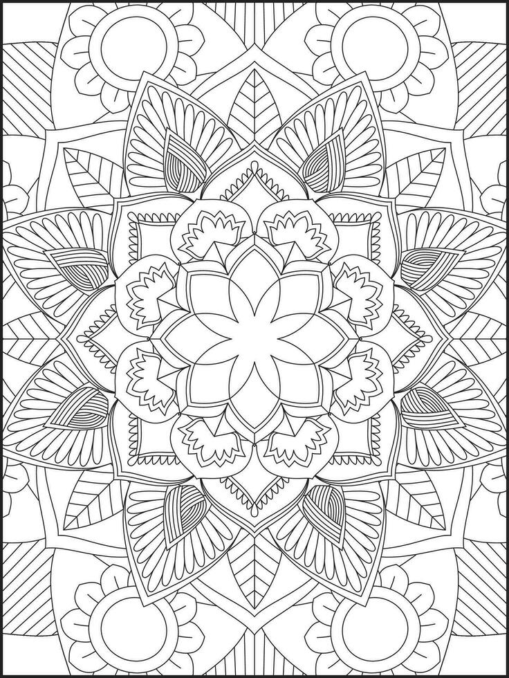 Coloring book pages. Mandala. Abstract Islamic flower. Children's and adult anti-stress coloring book. White background, black outline. Vector stock illustration. Pattern mandala Coloring Pages