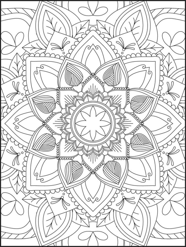Coloring book pages. Mandala. Abstract Islamic flower. Children's and adult anti-stress coloring book. White background, black outline. Vector stock illustration. Pattern mandala Coloring Pages