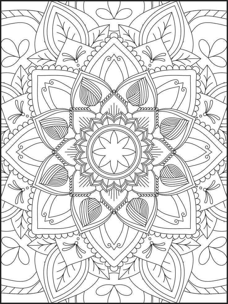 Outline Floral Pattern Coloring Book Page Antistress Coloring