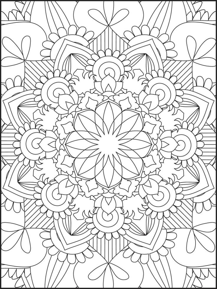 Coloring book pages. Mandala. Abstract Islamic flower. Children's and adult anti-stress coloring book. White background, black outline. Vector stock illustration. Pattern mandala Coloring Pages