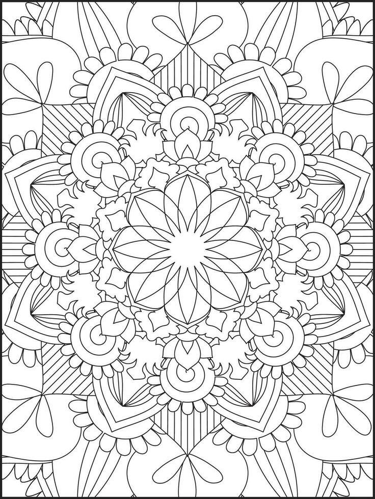 Coloring book pages. Mandala. Abstract Islamic flower. Children's and adult anti-stress coloring book. White background, black outline. Vector stock illustration. Pattern mandala Coloring Pages