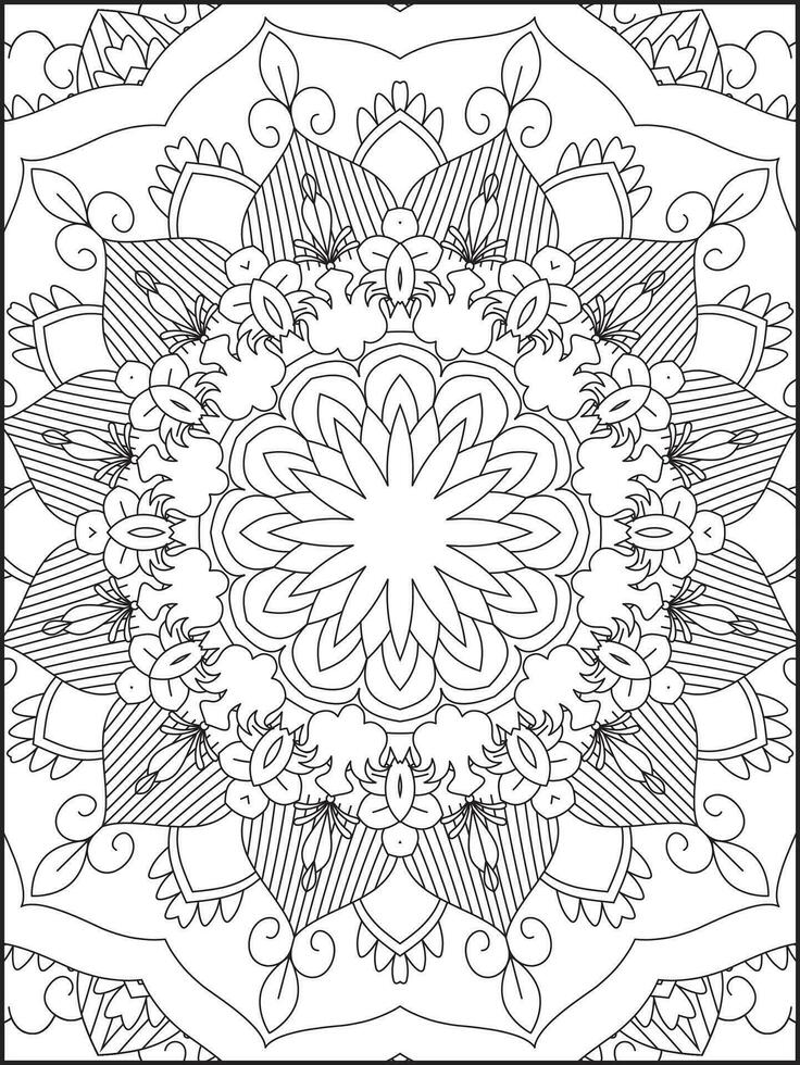 Mandala Coloring Book For Adult. Mandala Coloring Pages. Mandala Coloring Book. Seamless vector pattern. Black and white linear drawing. coloring page for children and adults.