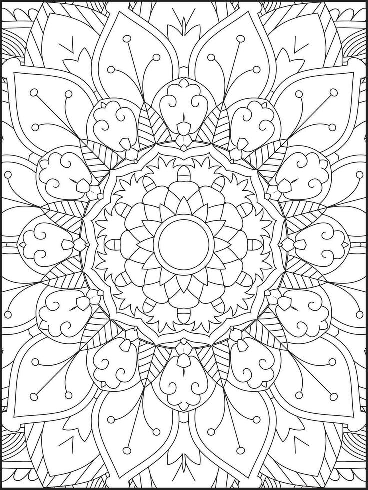 Mandala Coloring Book For Adult. Mandala Coloring Pages. Mandala Coloring Book. Seamless vector pattern. Black and white linear drawing. coloring page for children and adults.