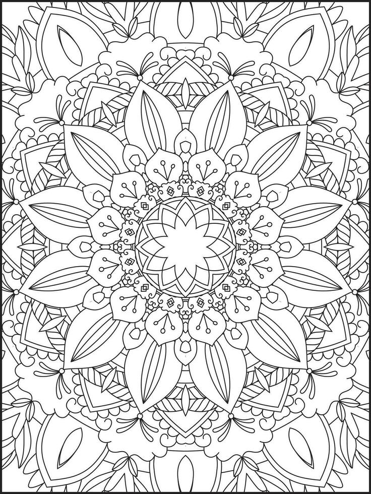 Mandala Coloring Book For Adult. Mandala Coloring Pages. Mandala Coloring Book. Seamless vector pattern. Black and white linear drawing. coloring page for children and adults.