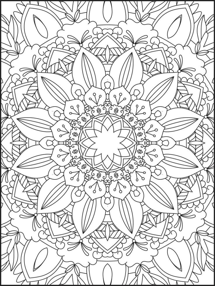 Mandala Coloring Book For Adult. Mandala Coloring Pages. Mandala Coloring Book. Seamless vector pattern. Black and white linear drawing. coloring page for children and adults.