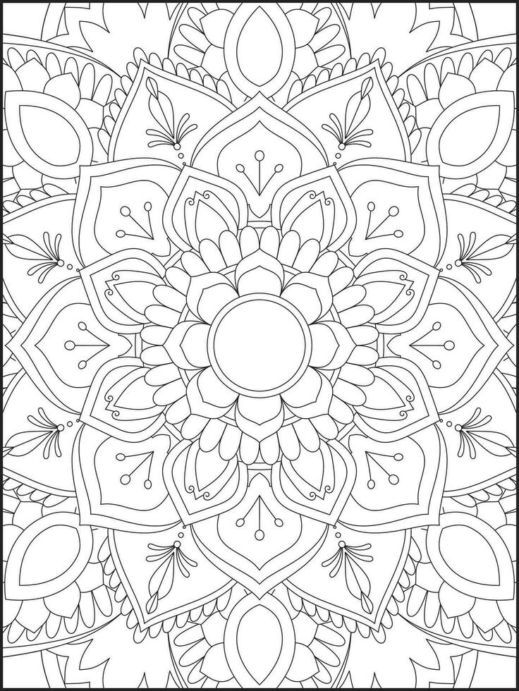 Mandala Coloring Book For Adult. Mandala Coloring Pages. Mandala Coloring Book. Seamless vector pattern. Black and white linear drawing. coloring page for children and adults.