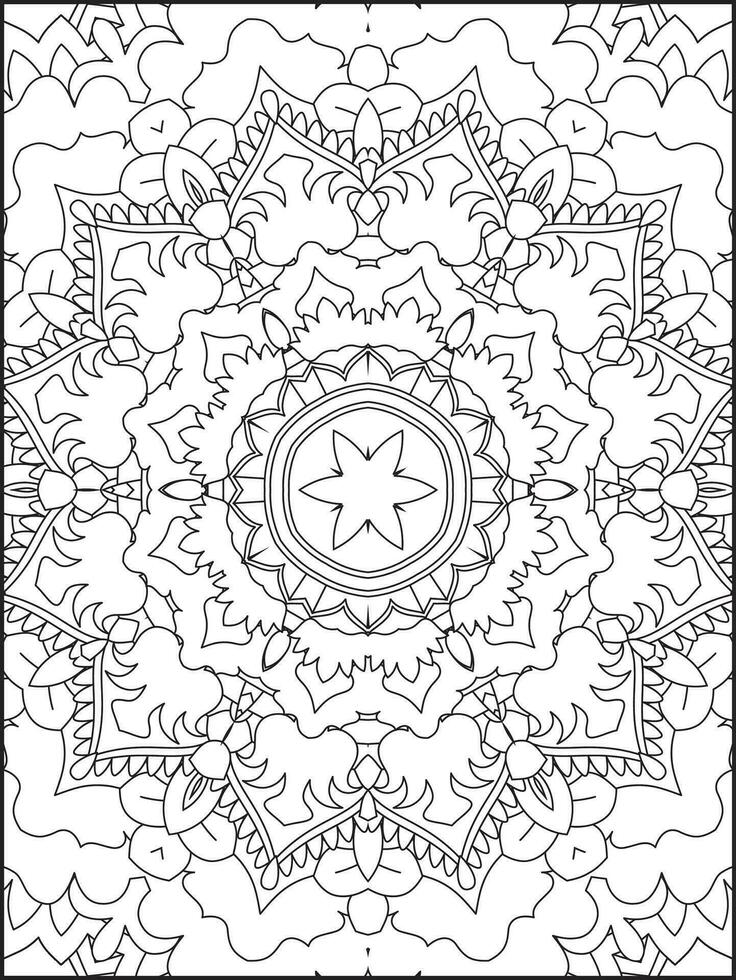 Mandala Coloring Book For Adult. Mandala Coloring Pages. Mandala Coloring Book. Seamless vector pattern. Black and white linear drawing. coloring page for children and adults.