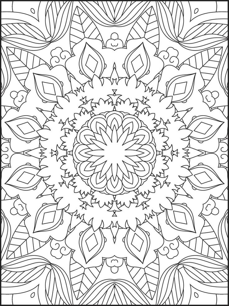 Mandala Coloring Book For Adult. Mandala Coloring Pages. Mandala Coloring Book. Seamless vector pattern. Black and white linear drawing. coloring page for children and adults.