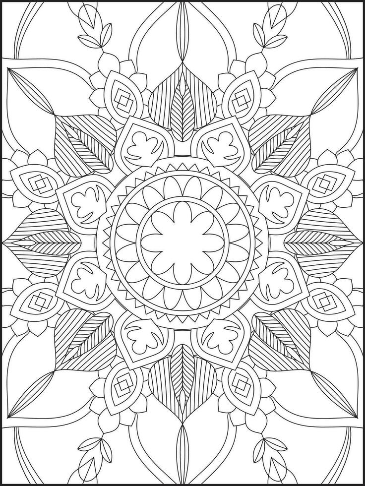 Coloring book pages. Mandala. Abstract Islamic flower. Children's and adult anti-stress coloring book. White background, black outline. Vector stock illustration. Pattern mandala Coloring Pages