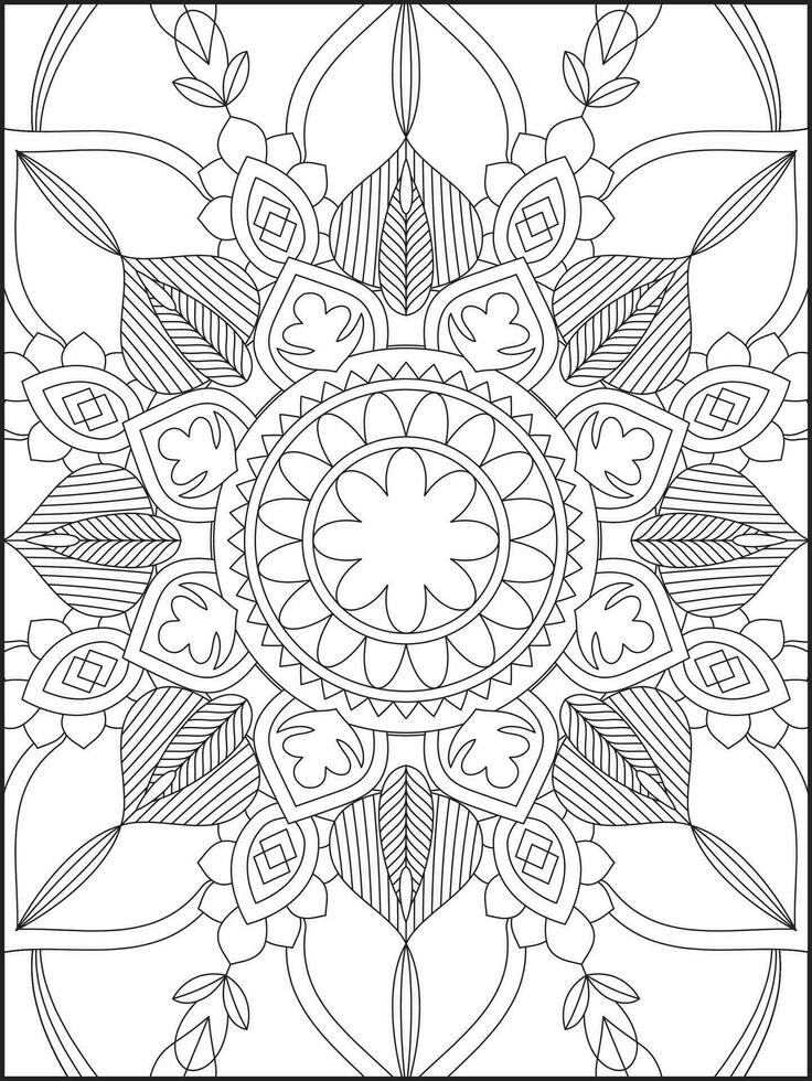 Coloring book pages. Mandala. Abstract Islamic flower. Children's and adult anti-stress coloring book. White background, black outline. Vector stock illustration. Pattern mandala Coloring Pages