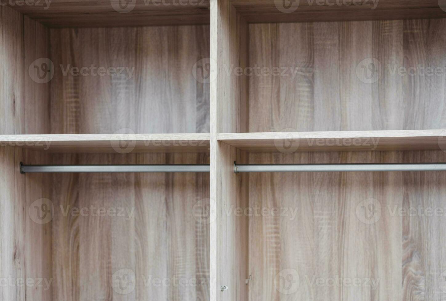 modern wardrobe with empty shelves photo