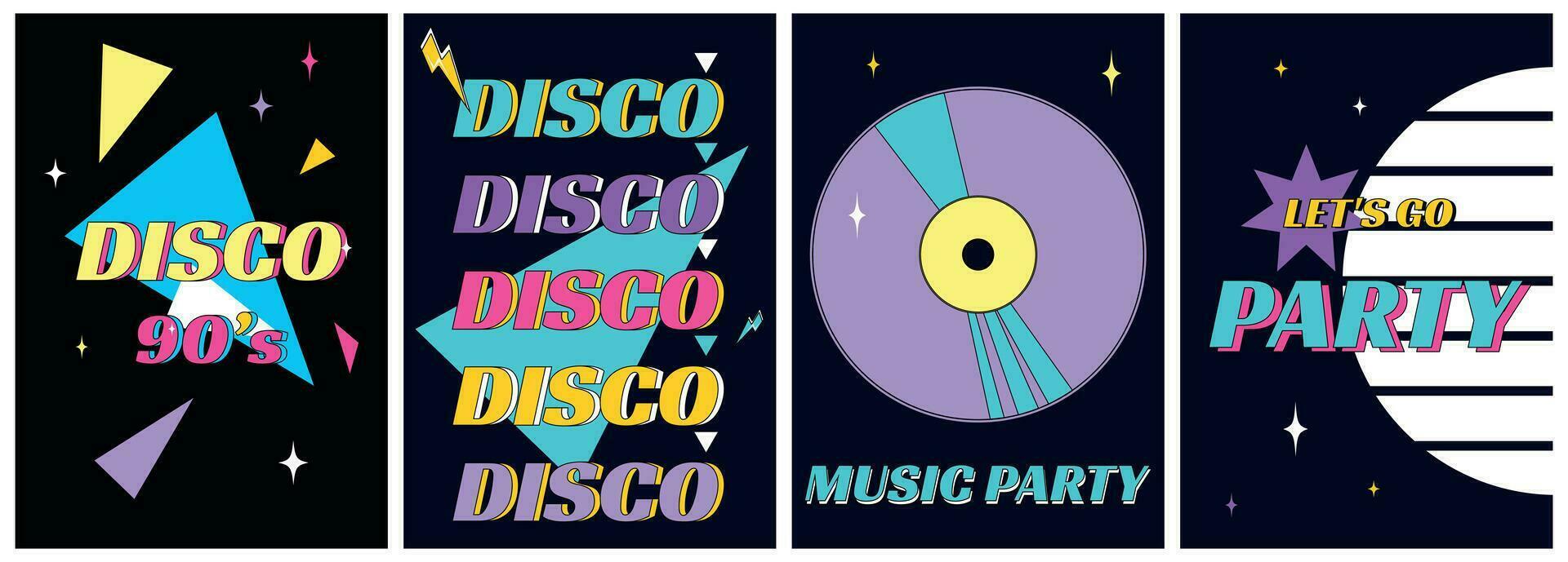 Retro 90s music party poster. Musical festival posters or flyers design template in retro style of 90s.Music disk 90s.Retro 90s Party Invitation Poster Template.Trendy typography cover vector design