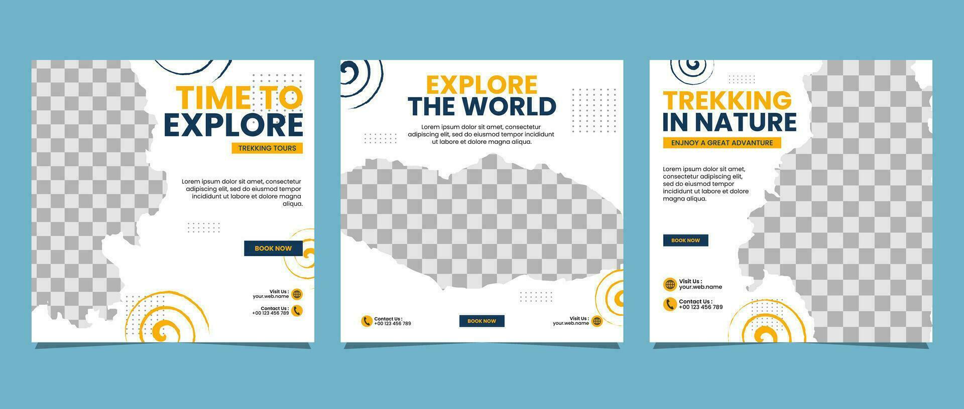 Travel business promotion web banner template design for social media marketing, tour advertising, banner offer, and and sale promo vector