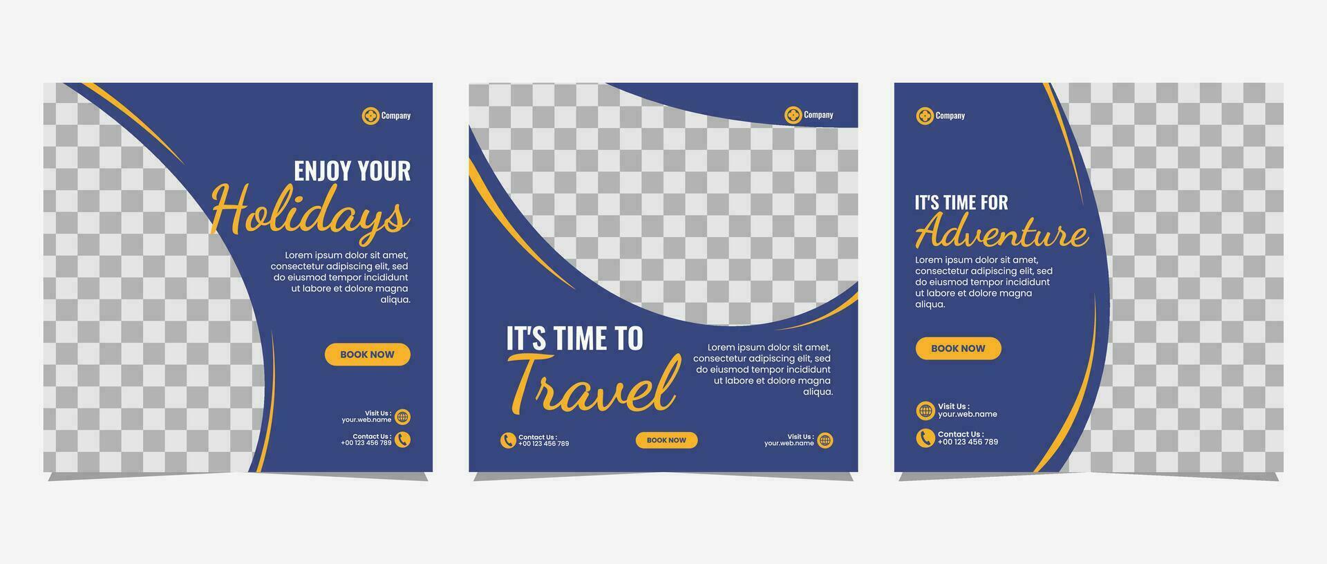 Travel business promotion web banner template design for social media marketing, tour advertising, banner offer, and and sale promo vector