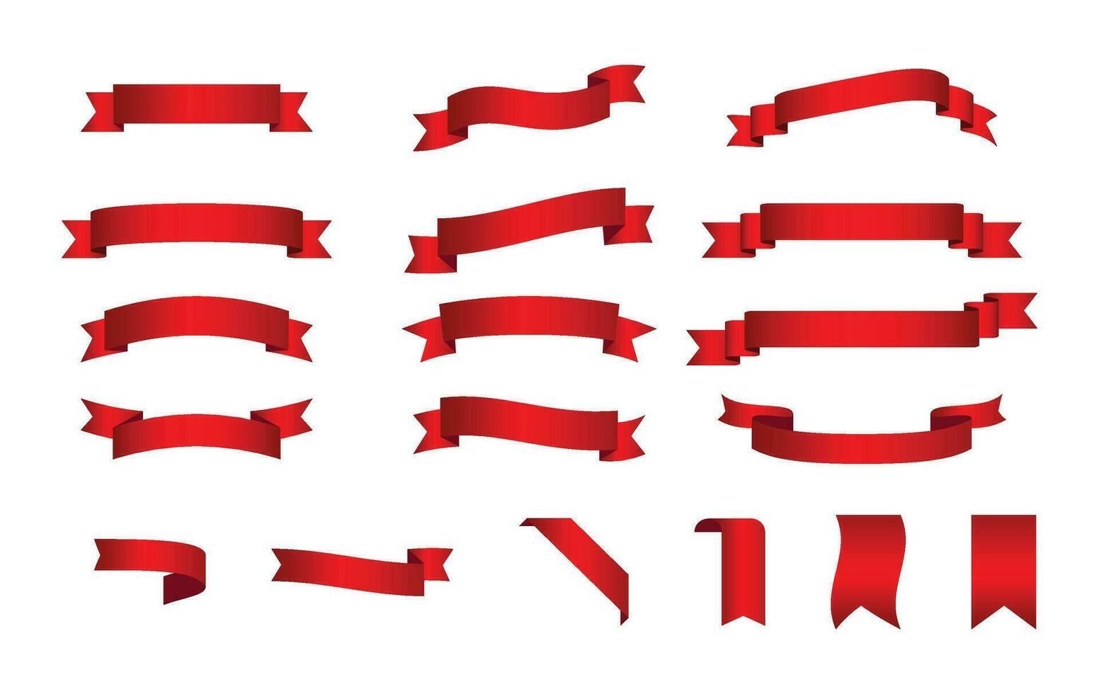 un conjunto de clasificado rojo cintas plano vector ilustración de rojo cinta recopilación.