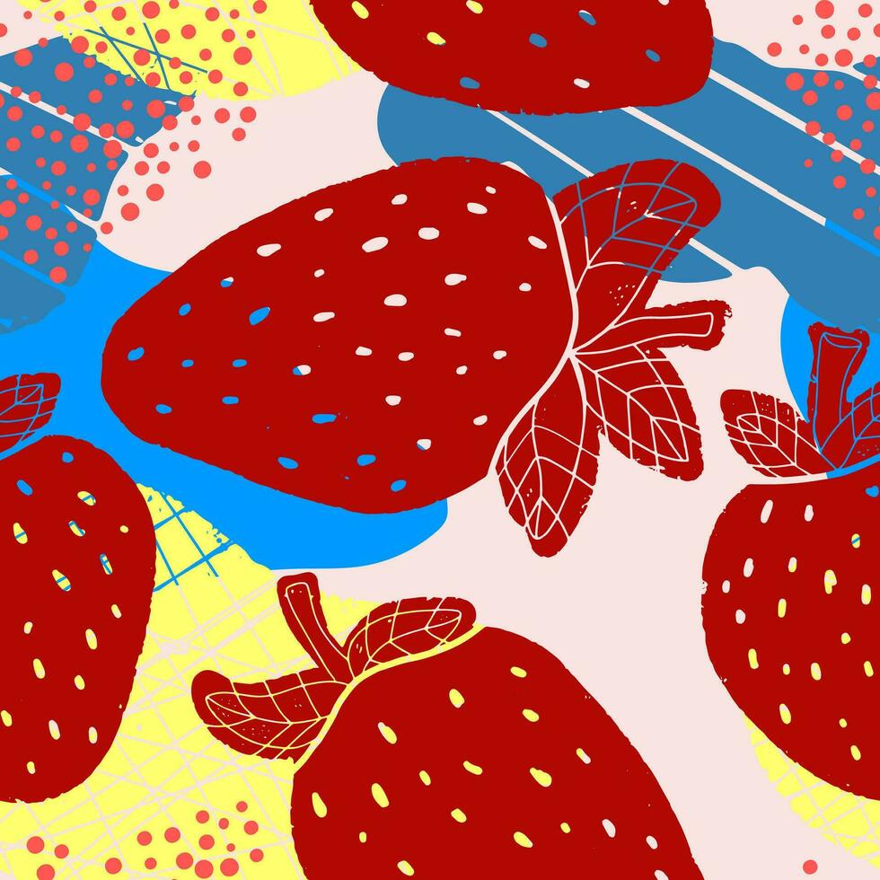 a seamless pattern with strawberries on it vector