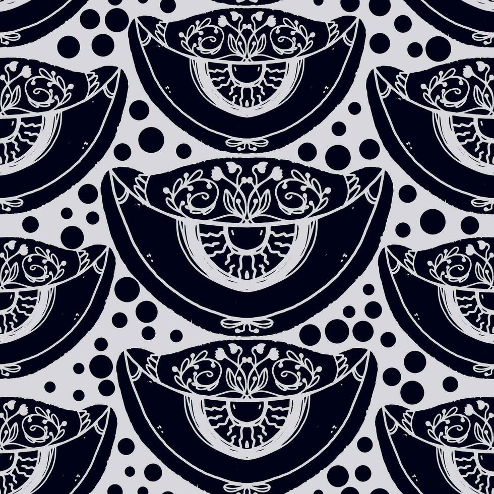 a black and white pattern with a lotus flower vector