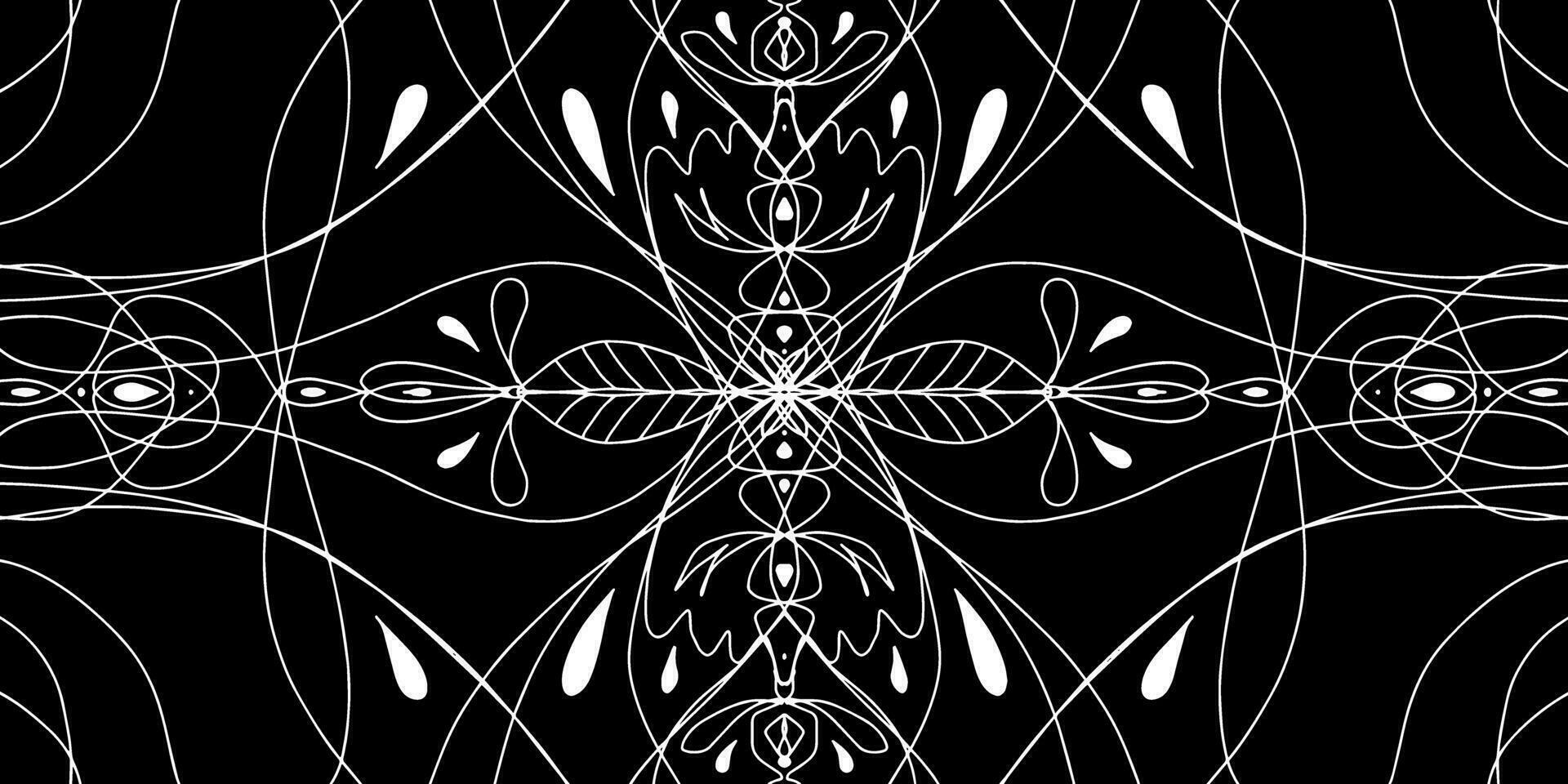 a black and white abstract design with a large flower vector