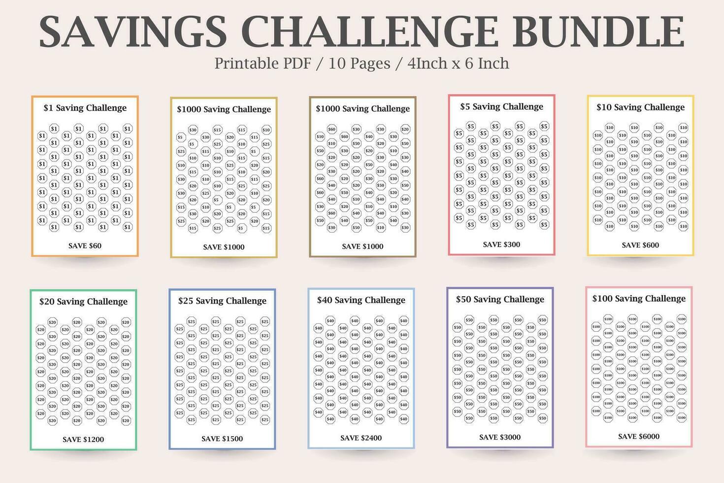 Money Saving Planner,Financial Challenge Tracker,A6 Budget Tracker,Savings Challenge Bundle,Savings Tracker Journal,Frugal Living Planner vector