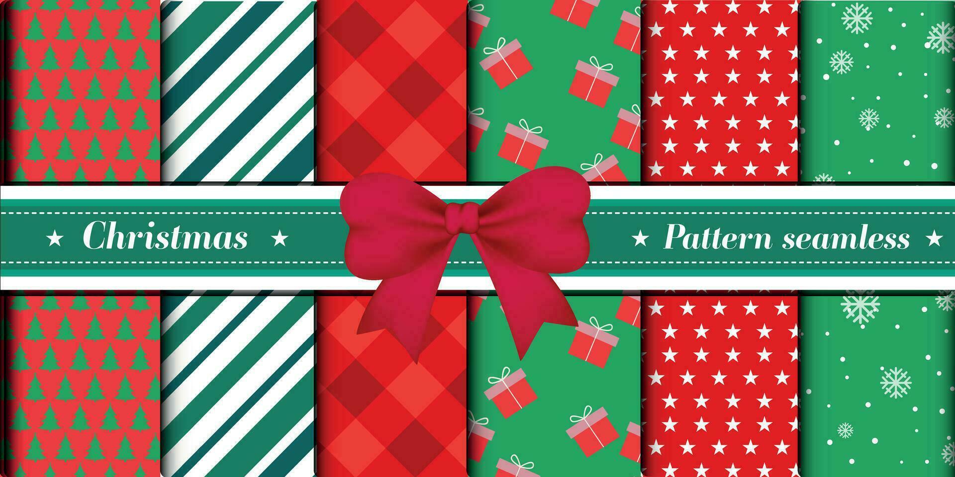 Set of Christmas patterns and seamless background. Vector illustration