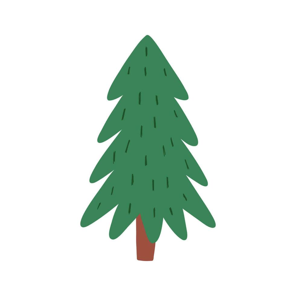 mano dibujado abeto árbol, linda plano vector ilustración aislado en blanco antecedentes. Navidad árbol sin decoraciones bosque, naturaleza y invierno fiesta elemento.