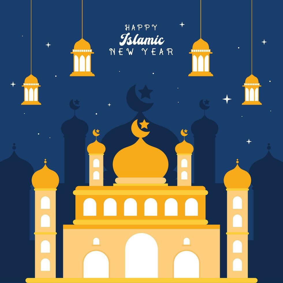 flat design vector happy islamic new year ramadan kareem illustration template