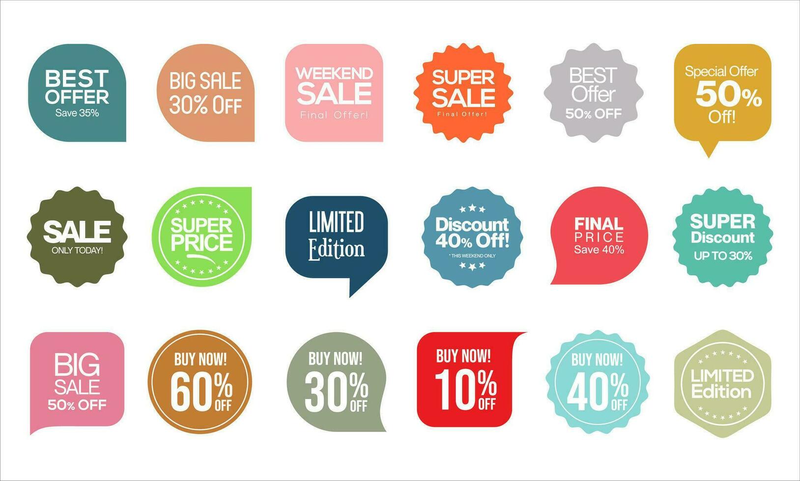 Set of Sale badges tags and labels design vector illustration