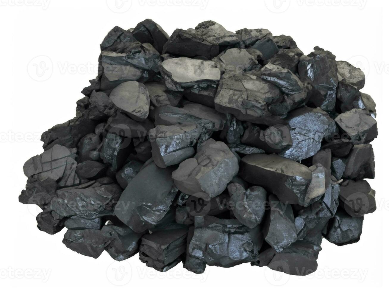 black coal isolated on white background photo