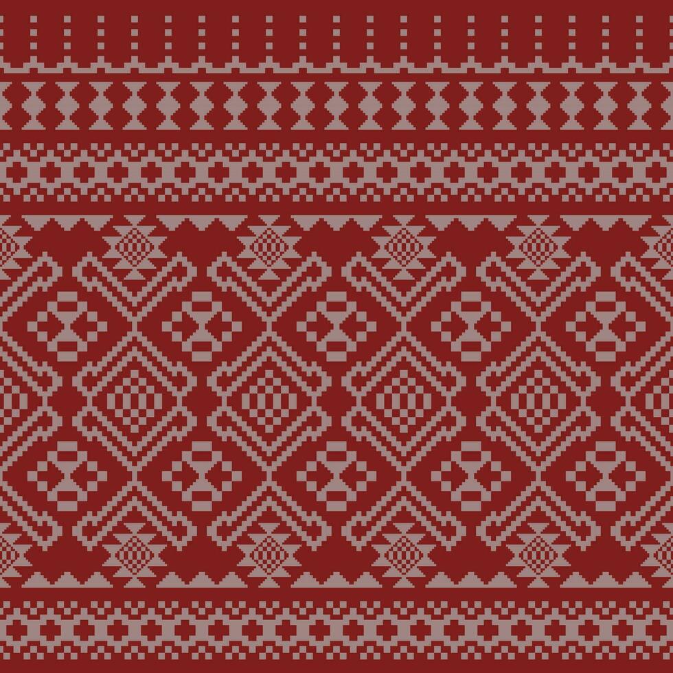 Abstract ethnic geometric background. Seamless pixel pattern of Aztec and Navajo tribal. Design for textile, fabric, clothing, curtain, rug, ornament, wrapping. vector