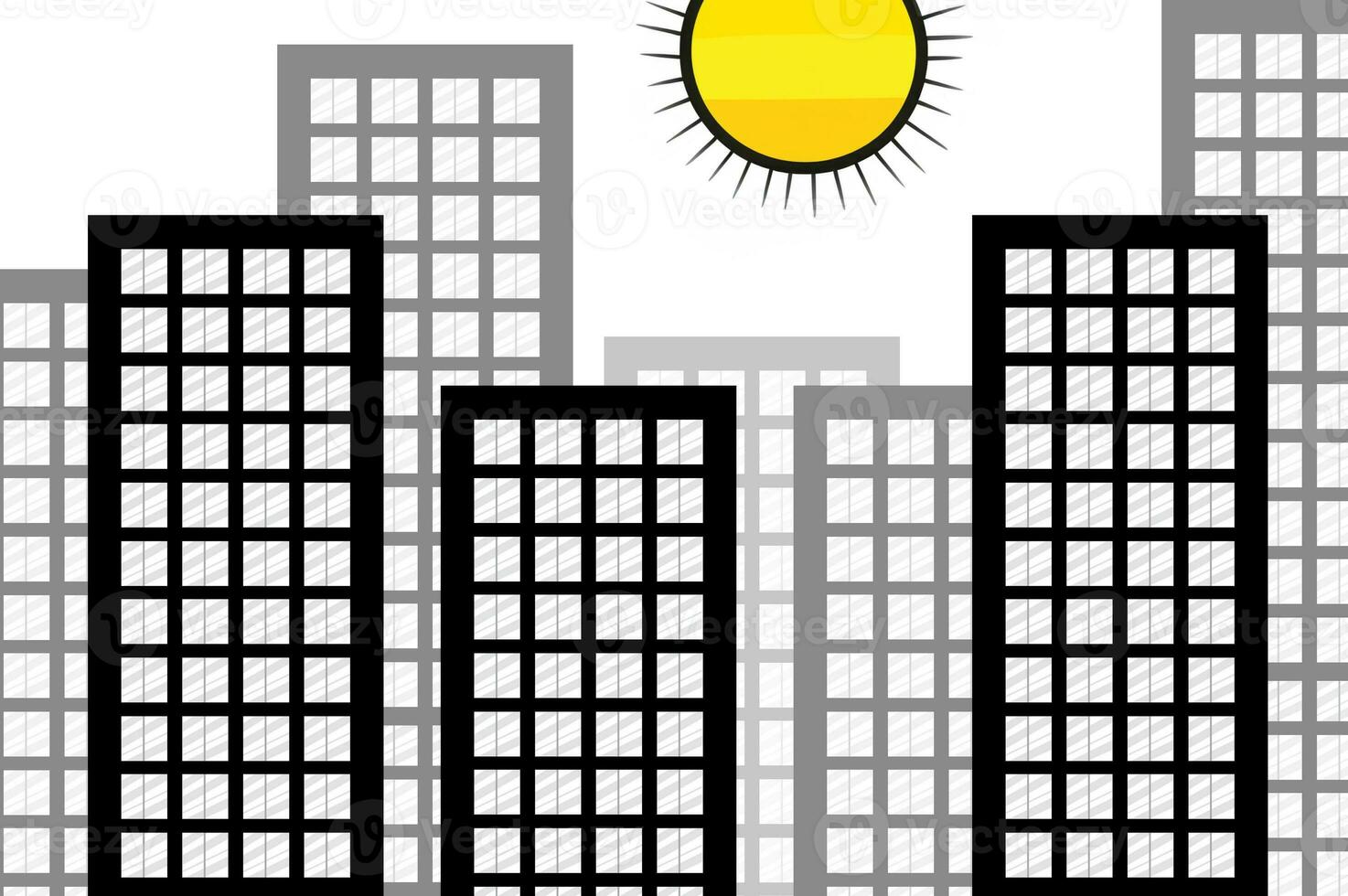 city with a sun cartoon photo