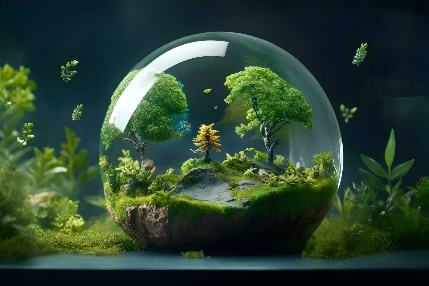 World environment and earth day concept with globe, nature and eco friendly environment. photo