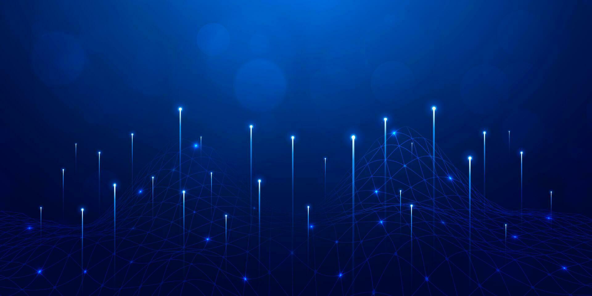 Abstract digital technology futuristic big data blue background, Cyber nano information communication, innovation future tech data, internet network connection, circuit board line dot illustration 3d vector