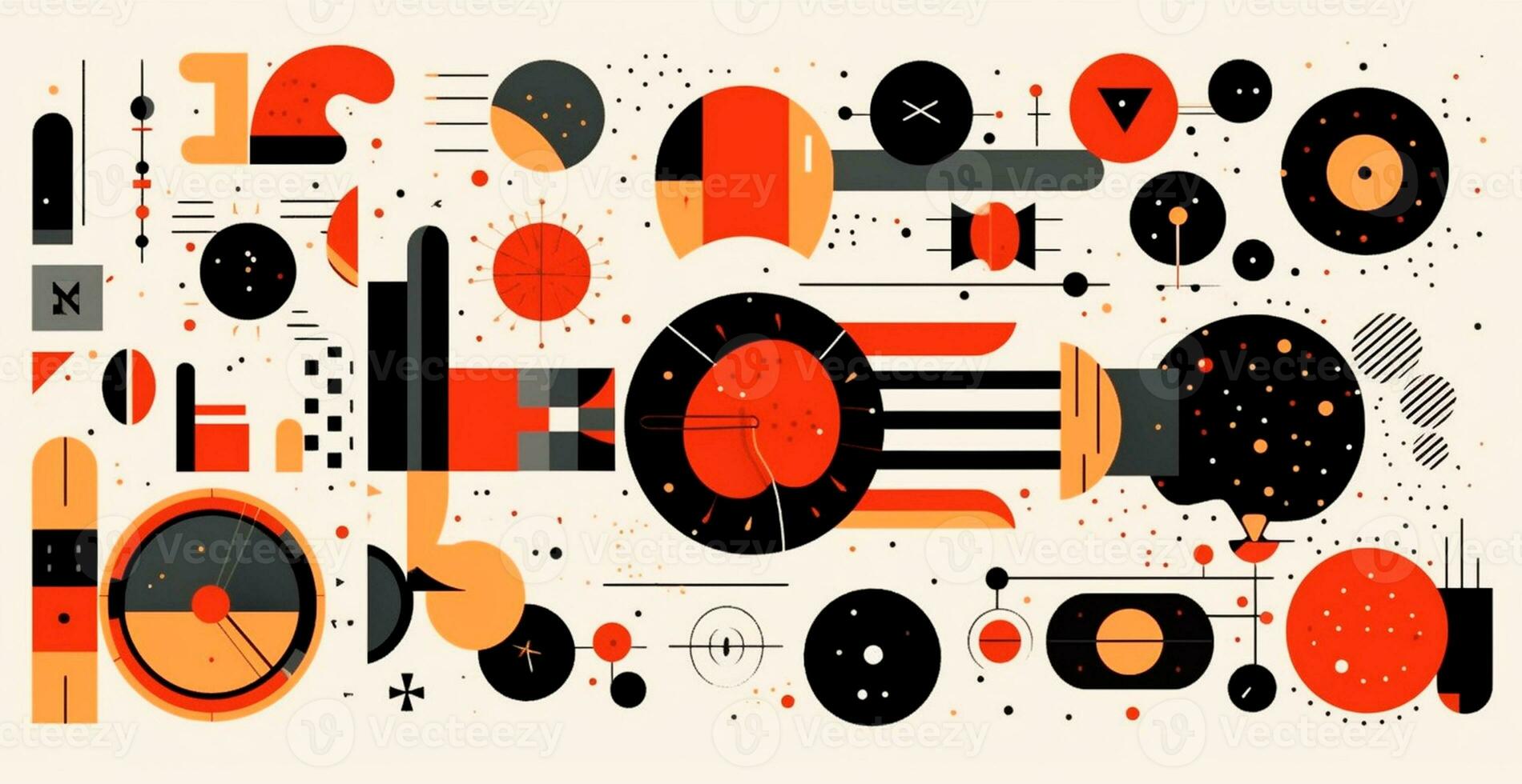 Abstract geometric triangle square round shape technology multicolored background photo