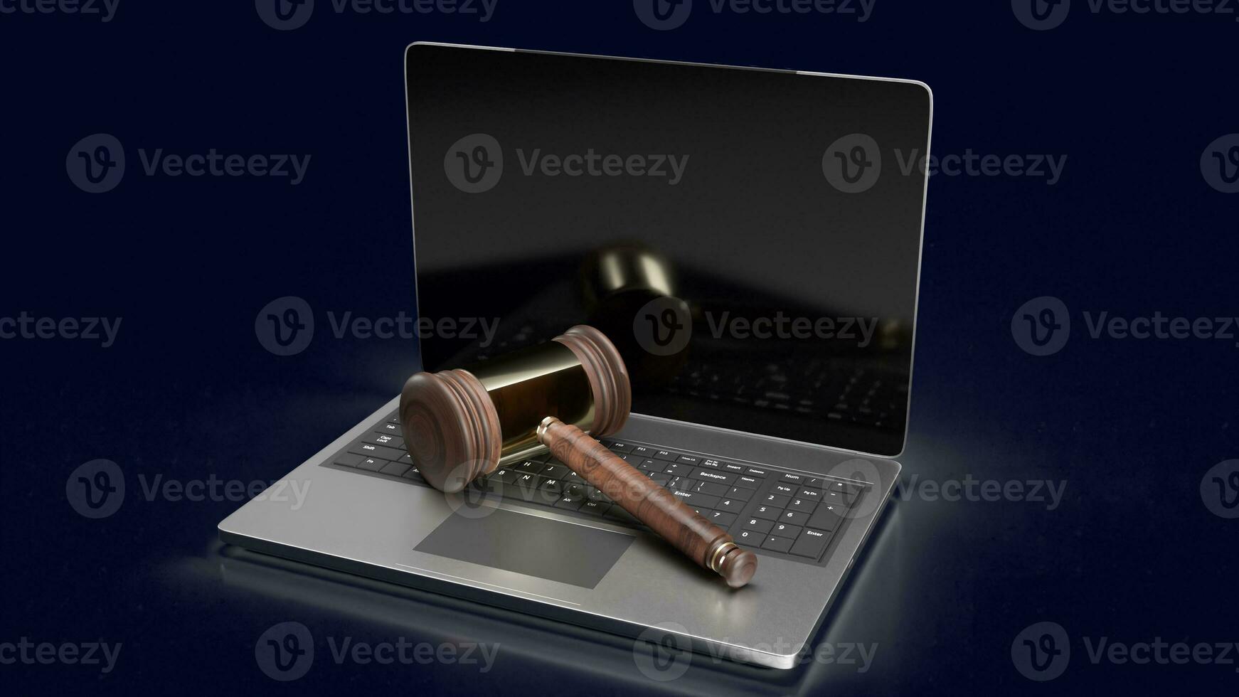 The hammer on notebook for law concept 3d rendering photo