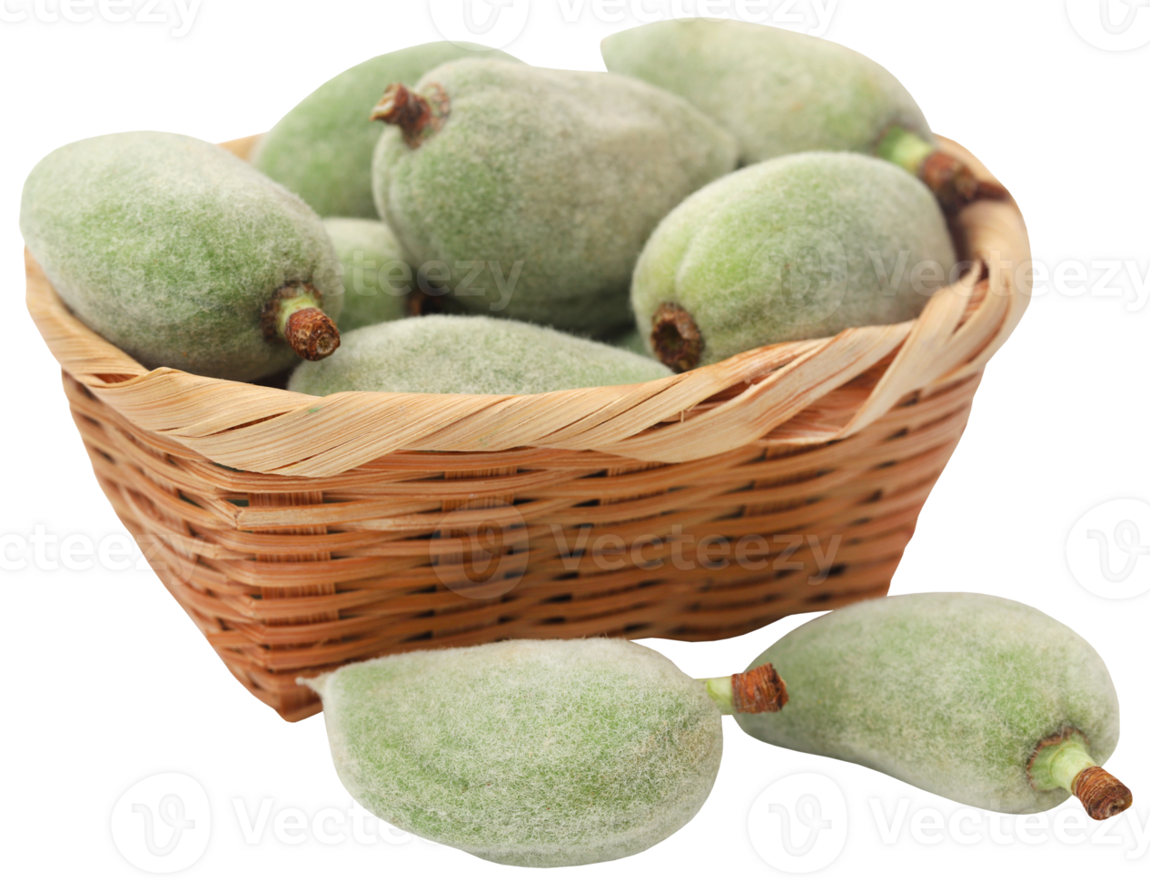 Green almond in a basket png