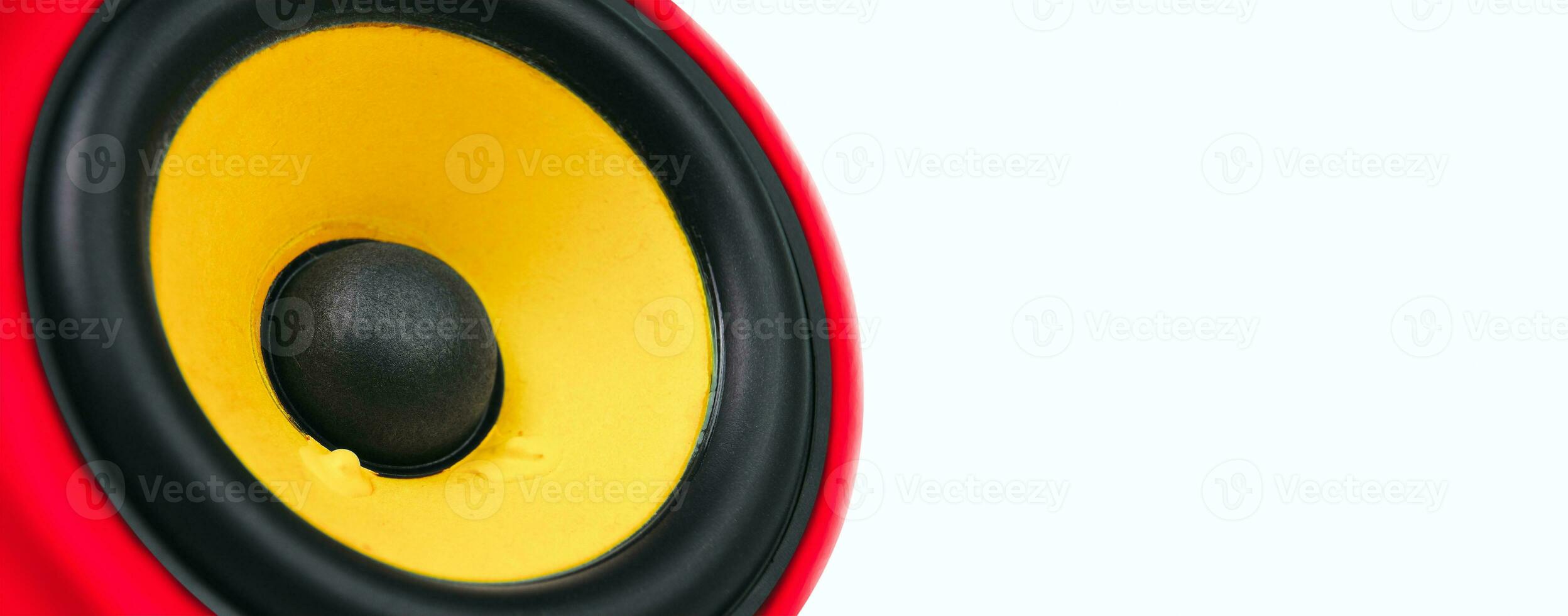 Yellow loudspeaker in red speaker isolated on white background